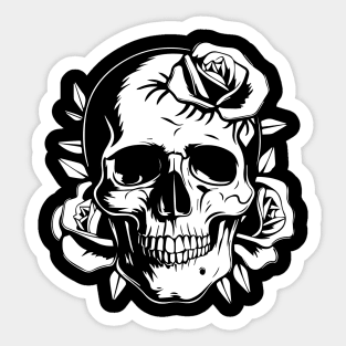 gothic skull with roses Sticker